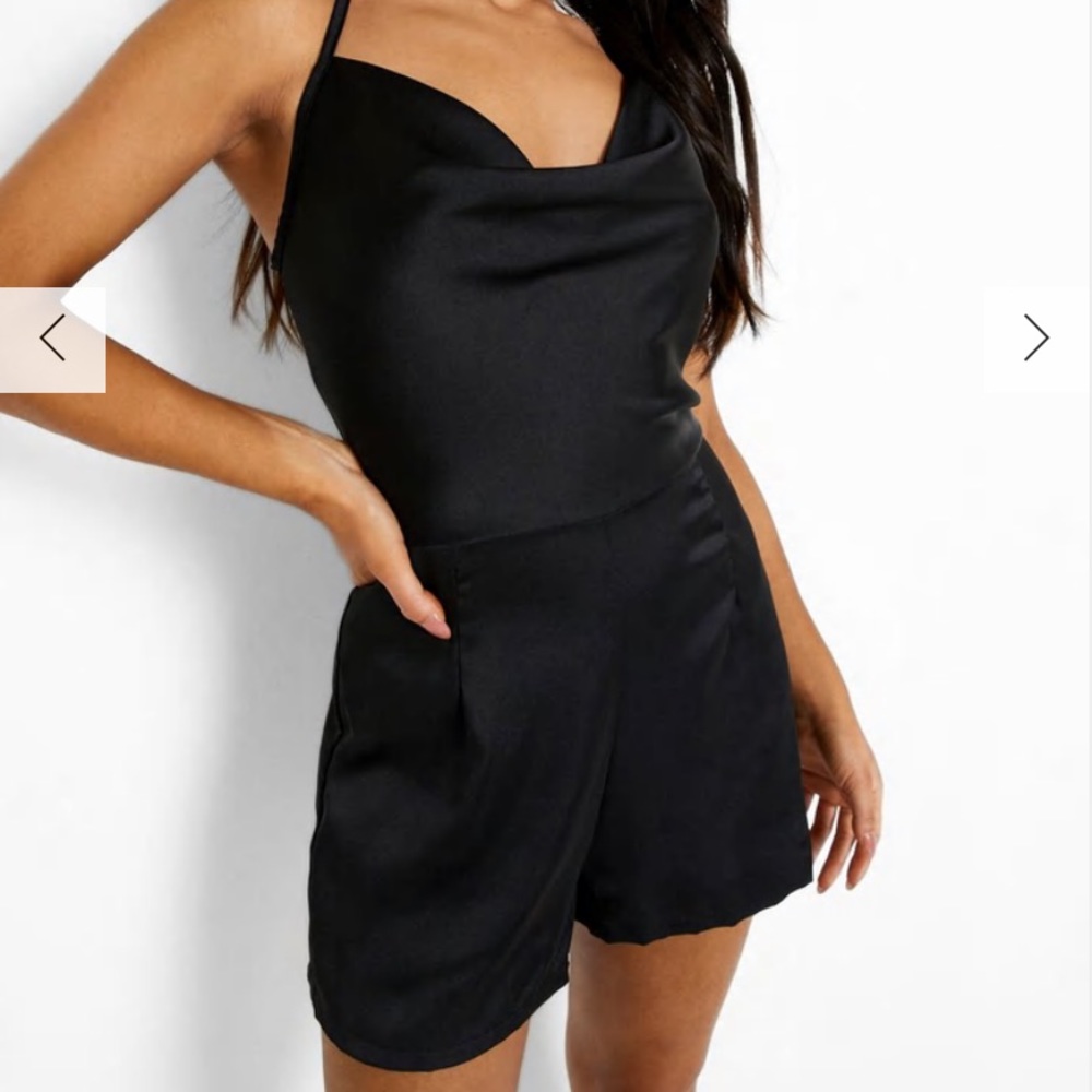Black Satin Romper